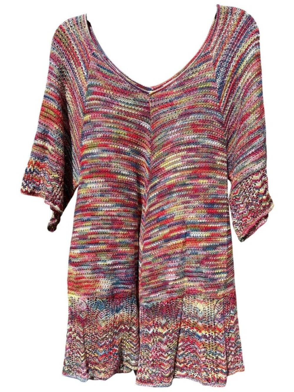 Faded Glory Womens XL 16-18 Multicolor Knit Tunic Boho Top Acrylic Lightweight
